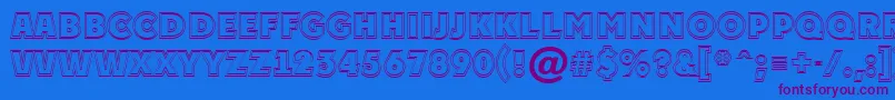 Weitere Informationen zur APlakattitul2otlExtrabold-Schriftart APlakattitul2otlExtrabold-Schriftart – Violette Schriften auf blauem Hintergrund