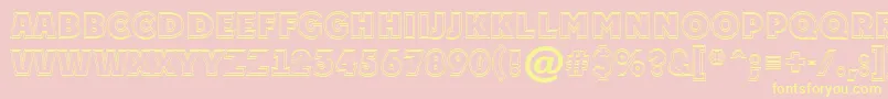 APlakattitul2otlExtrabold-Schriftart – Gelbe Schriften auf rosa Hintergrund