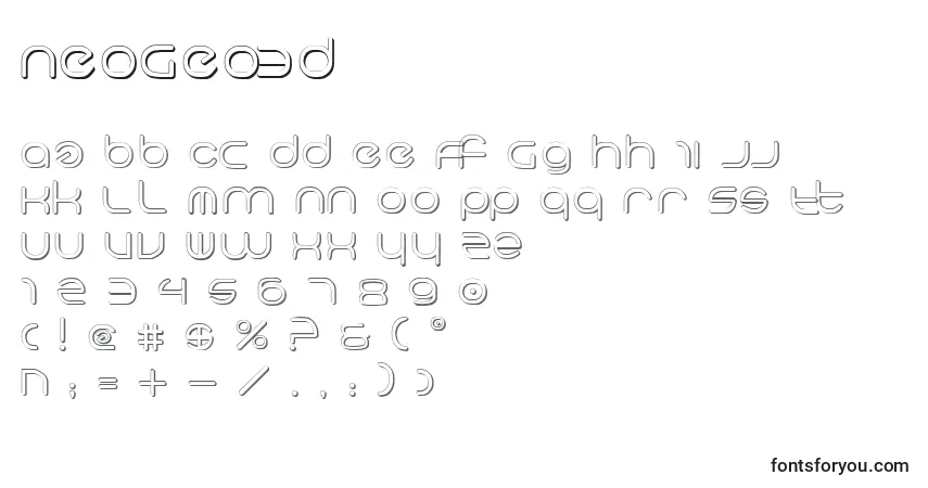 A fonte NeoGeo3D – alfabeto, números, caracteres especiais