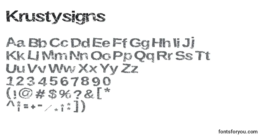 Czcionka Krustysigns – alfabet, cyfry, specjalne znaki