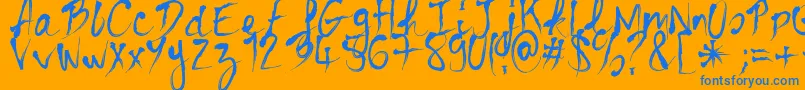 BloodyCre Font – Blue Fonts on Orange Background