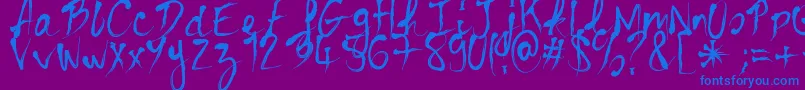 BloodyCre Font – Blue Fonts on Purple Background