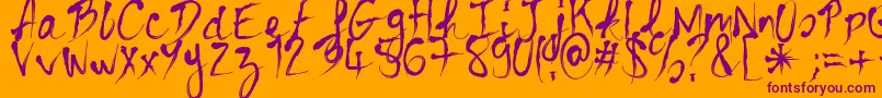 BloodyCre Font – Purple Fonts on Orange Background