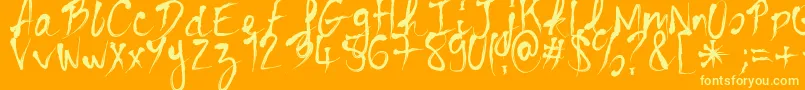 フォントBloodyCre – オレンジの背景に黄色の文字