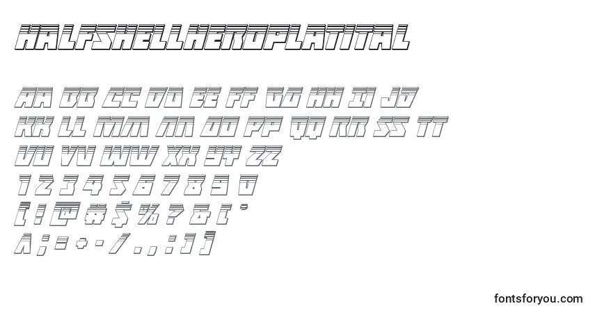Schriftart Halfshellheroplatital – Alphabet, Zahlen, spezielle Symbole