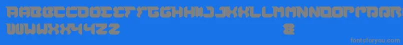 RhinocerosBreakTheWall-Schriftart – Graue Schriften auf blauem Hintergrund