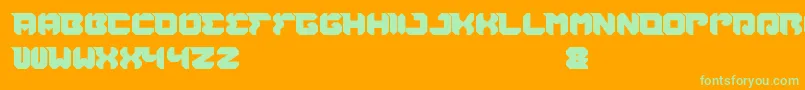 RhinocerosBreakTheWall-Schriftart – Grüne Schriften auf orangefarbenem Hintergrund