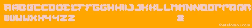 RhinocerosBreakTheWall-Schriftart – Rosa Schriften auf orangefarbenem Hintergrund