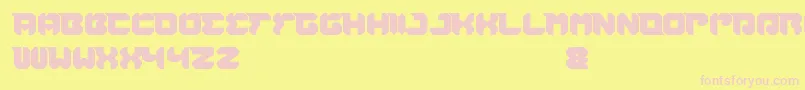 RhinocerosBreakTheWall-fontti – vaaleanpunaiset fontit keltaisella taustalla