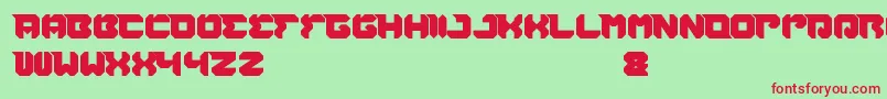 RhinocerosBreakTheWall-Schriftart – Rote Schriften auf grünem Hintergrund