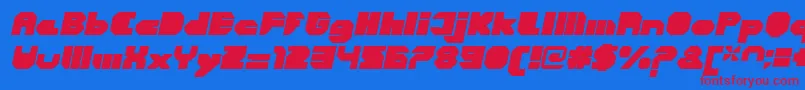 CortenClosedfatitalic Font – Red Fonts on Blue Background