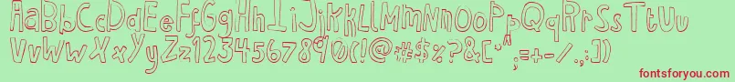 HaventSleptInTwoDays-Schriftart – Rote Schriften auf grünem Hintergrund