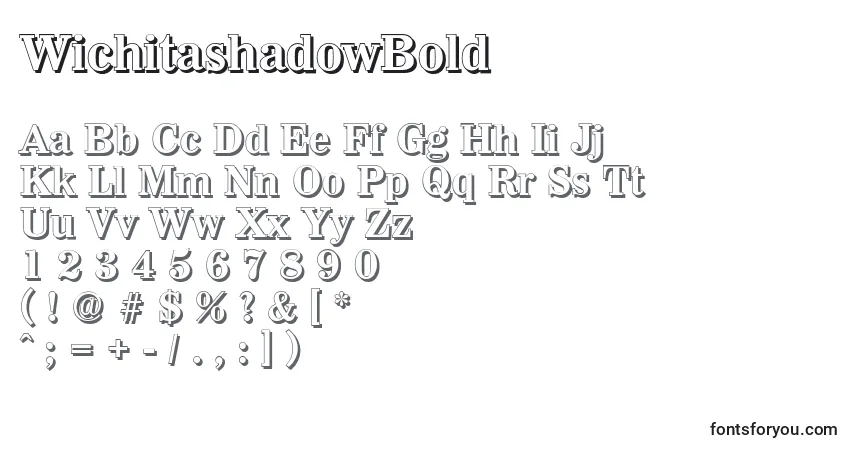 Fuente WichitashadowBold - alfabeto, números, caracteres especiales