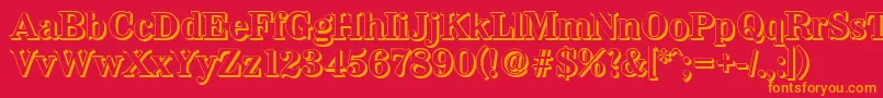 WichitashadowBold-Schriftart – Orangefarbene Schriften auf rotem Hintergrund