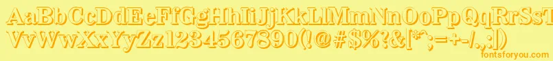 フォントWichitashadowBold – オレンジの文字が黄色の背景にあります。