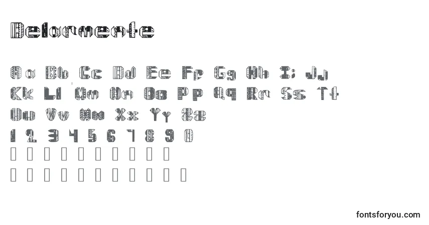 Schriftart Delarmente – Alphabet, Zahlen, spezielle Symbole