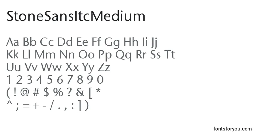 A fonte StoneSansItcMedium – alfabeto, números, caracteres especiais