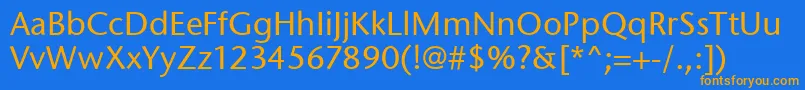 フォントStoneSansItcMedium – オレンジ色の文字が青い背景にあります。