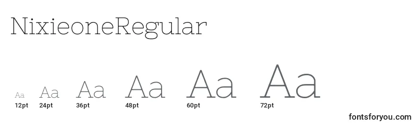 NixieoneRegular Font Sizes