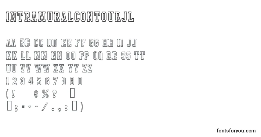 Czcionka IntramuralContourJl – alfabet, cyfry, specjalne znaki