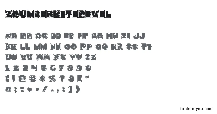 Шрифт Zounderkitebevel – алфавит, цифры, специальные символы