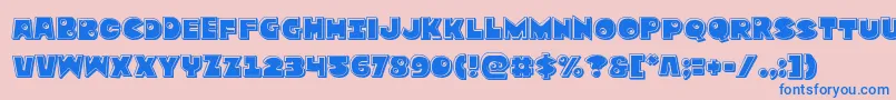 Zounderkitebevel-Schriftart – Blaue Schriften auf rosa Hintergrund