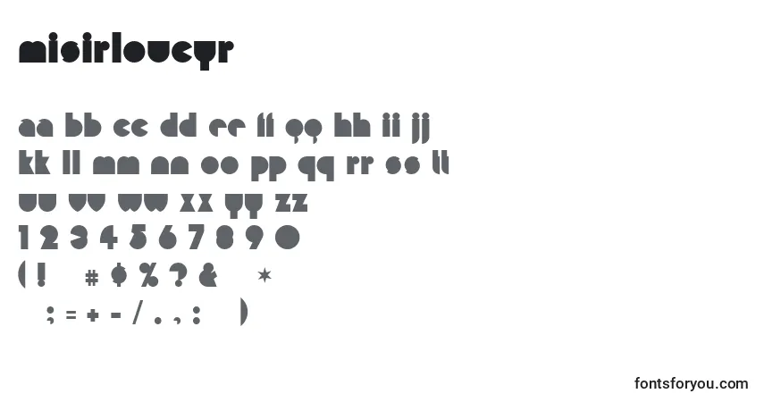 Czcionka MisirlouCyr – alfabet, cyfry, specjalne znaki