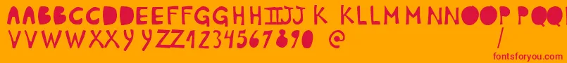 PlumonCp1-Schriftart – Rote Schriften auf orangefarbenem Hintergrund