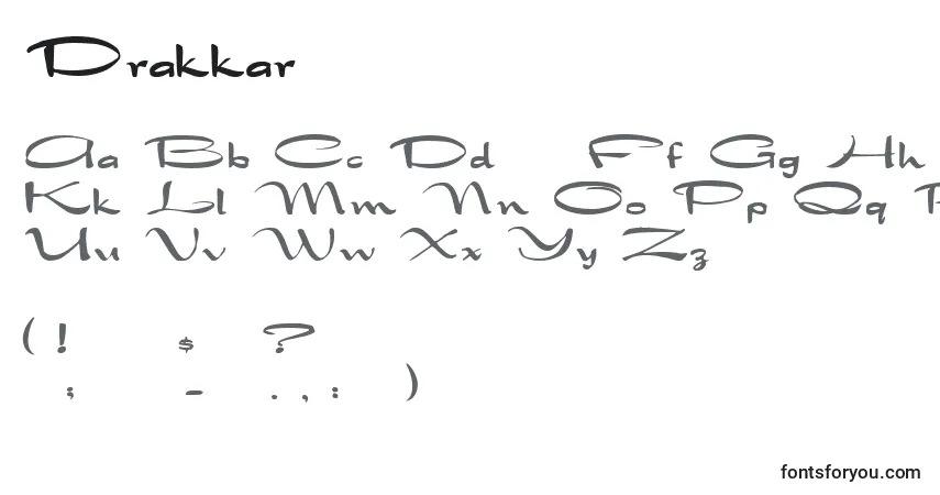 Шрифт Drakkar – алфавит, цифры, специальные символы