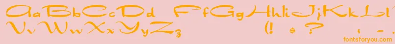 フォントDrakkar – オレンジの文字がピンクの背景にあります。