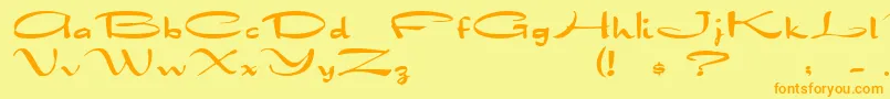Drakkar-Schriftart – Orangefarbene Schriften auf gelbem Hintergrund