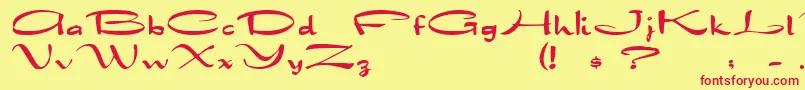 Fonte Drakkar – fontes vermelhas em um fundo amarelo