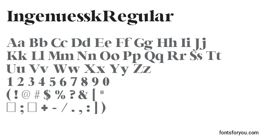 A fonte IngenuesskRegular – alfabeto, números, caracteres especiais