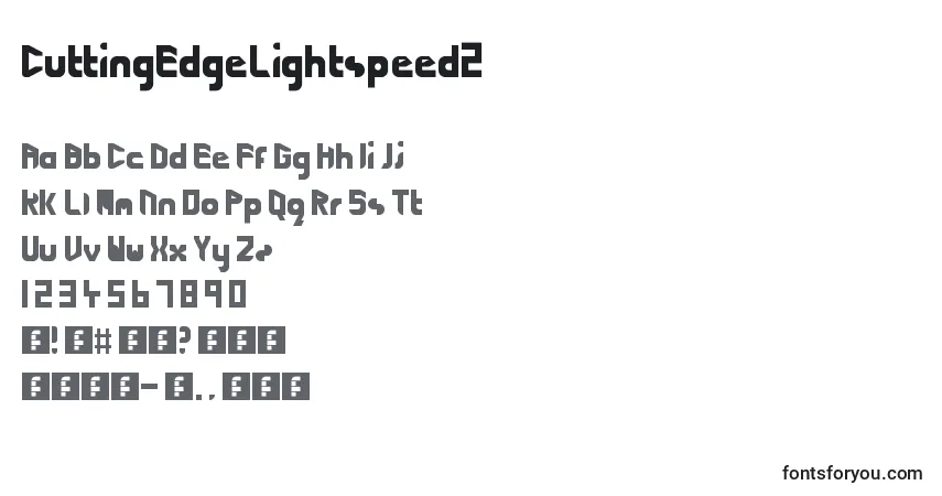 A fonte CuttingEdgeLightspeed2 – alfabeto, números, caracteres especiais