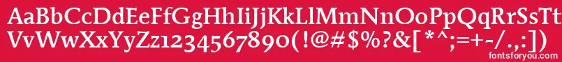 フォントMendozaRmnMdOsItcTtMedium – 赤い背景に白い文字