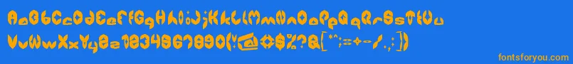 フォントAirplane – オレンジ色の文字が青い背景にあります。