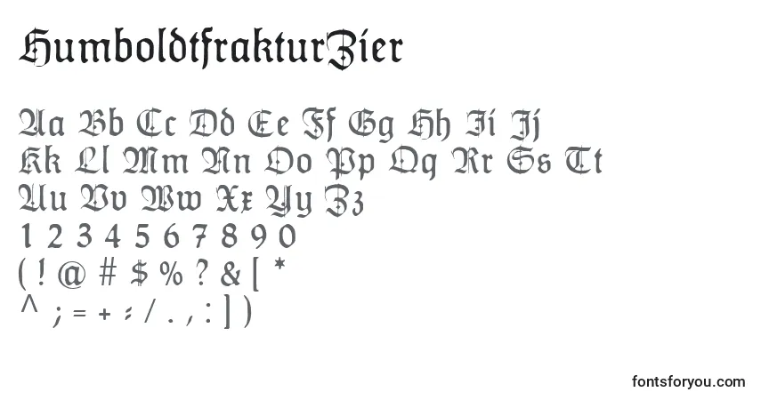 A fonte HumboldtfrakturZier – alfabeto, números, caracteres especiais