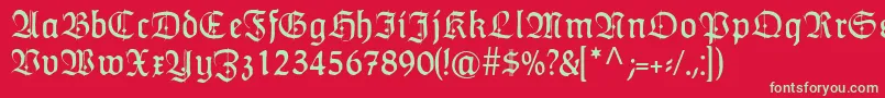 フォントHumboldtfrakturZier – 赤い背景に緑の文字