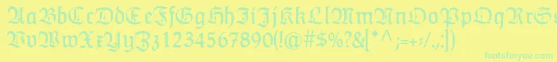 Czcionka HumboldtfrakturZier – zielone czcionki na żółtym tle