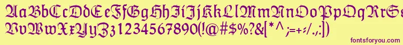 HumboldtfrakturZier Font – Purple Fonts on Yellow Background