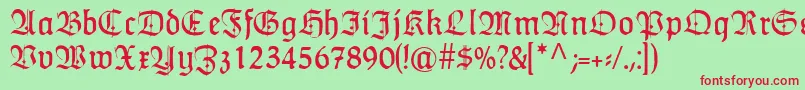 HumboldtfrakturZier Font – Red Fonts on Green Background