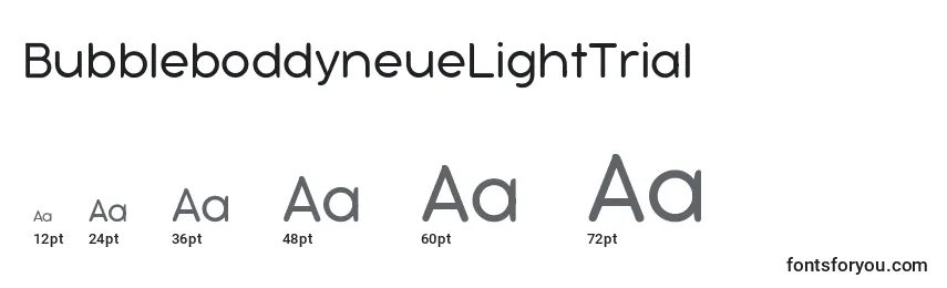 BubbleboddyneueLightTrial Font Sizes