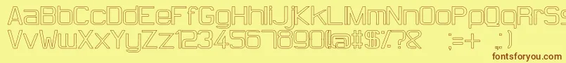 フォントHugFemmesWhite – 茶色の文字が黄色の背景にあります。