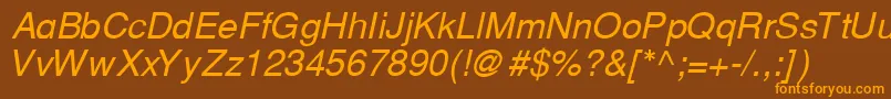 CyrillichelvetItalic Font – Orange Fonts on Brown Background