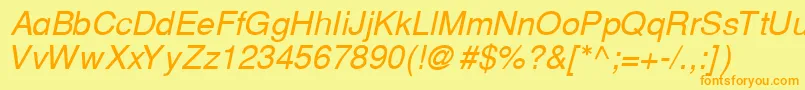 CyrillichelvetItalic Font – Orange Fonts on Yellow Background