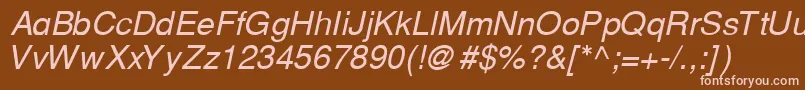 CyrillichelvetItalic Font – Pink Fonts on Brown Background