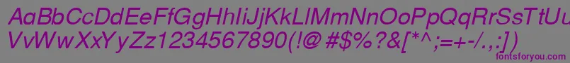Шрифт CyrillichelvetItalic – фиолетовые шрифты на сером фоне