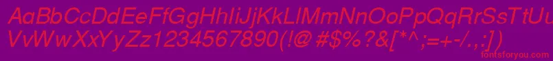 Fonte CyrillichelvetItalic – fontes vermelhas em um fundo violeta