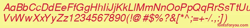 CyrillichelvetItalic Font – Red Fonts on Yellow Background