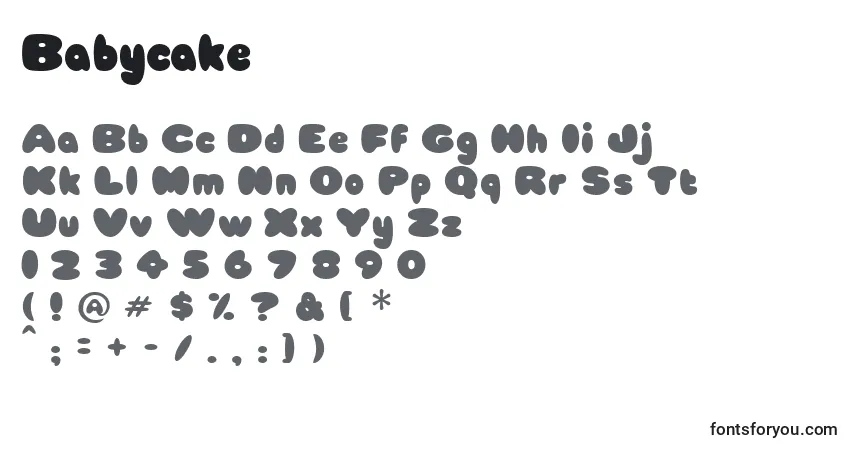 Schriftart Babycake – Alphabet, Zahlen, spezielle Symbole